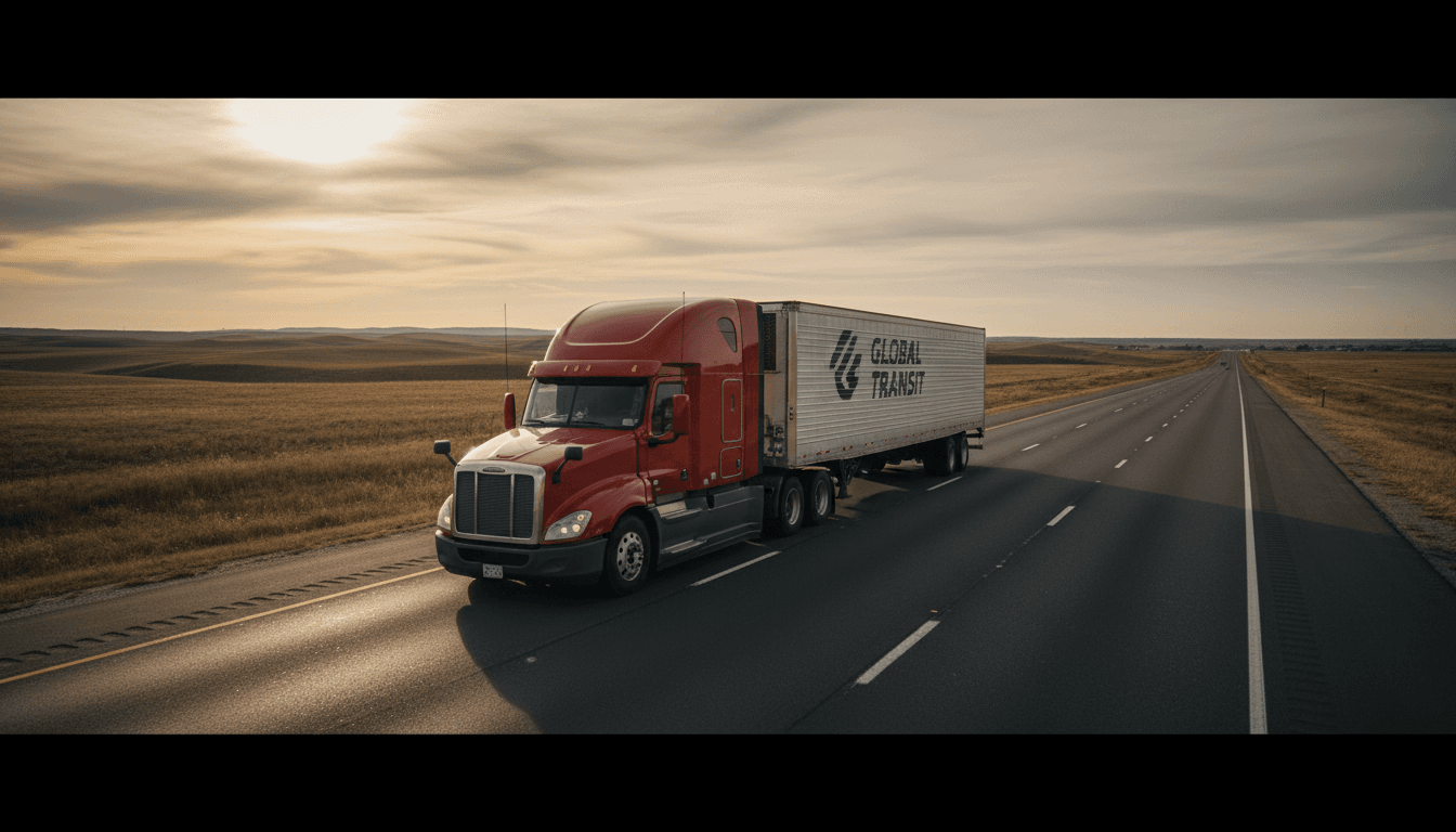 Modern freight truck on interstate