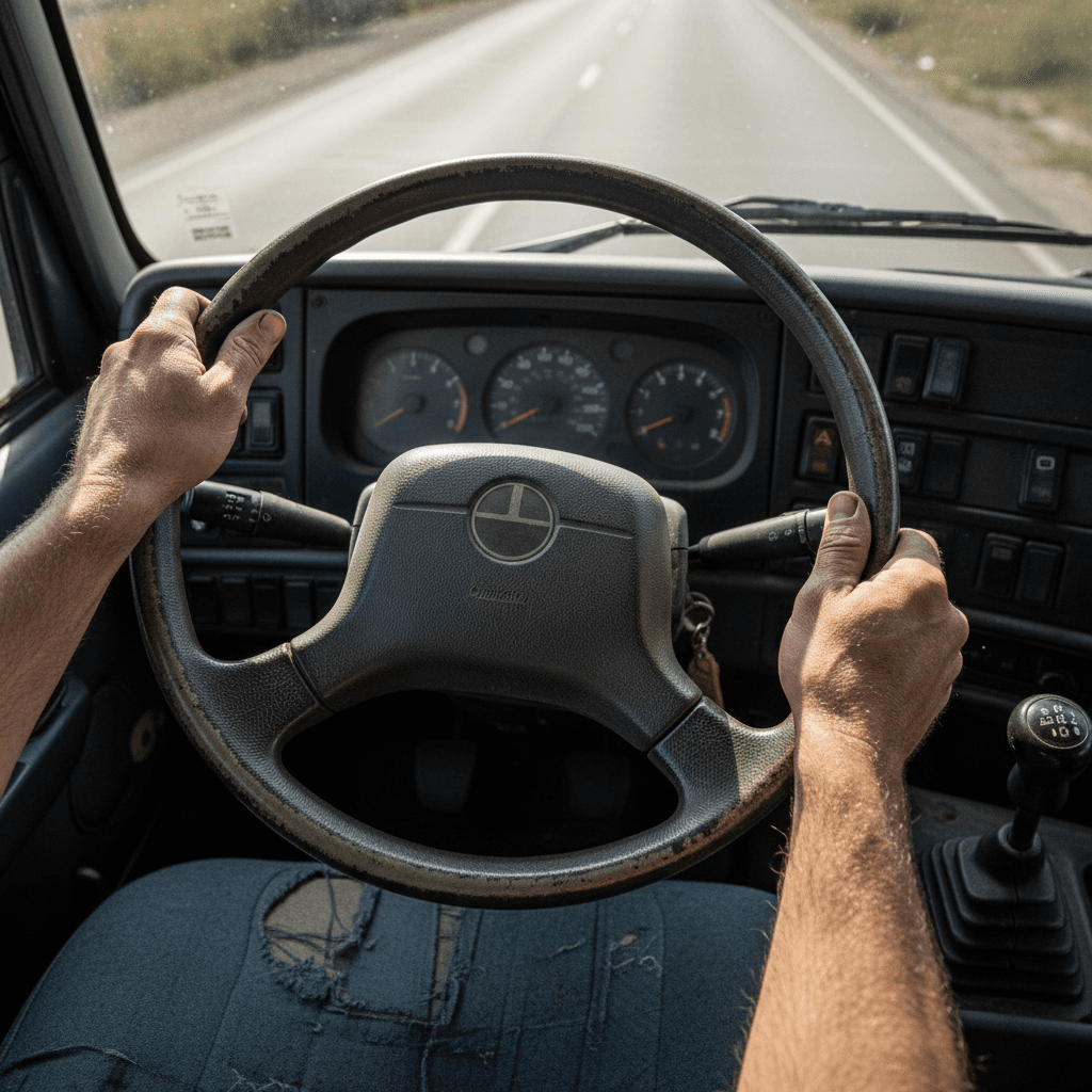 Professional truck driver on highway
